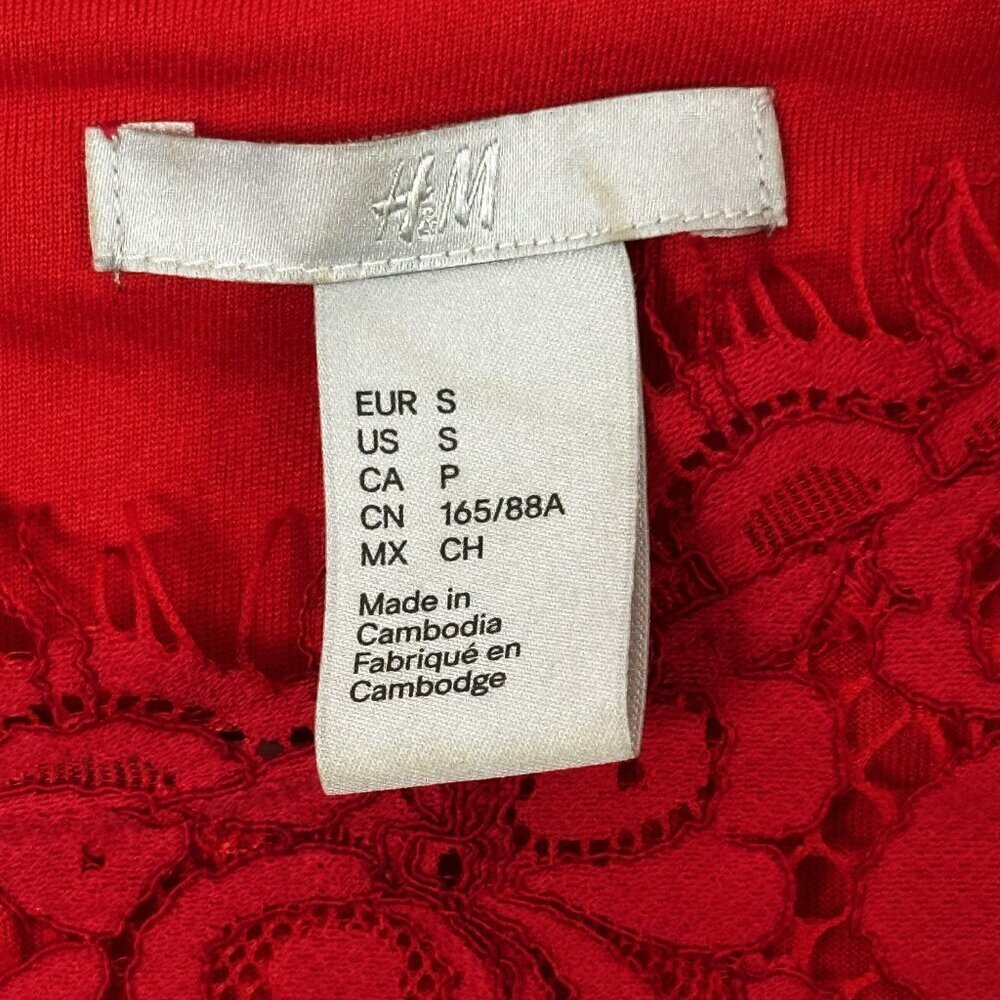 Red Lace H&M Mini Dress Size Small - Picture 5 of 6